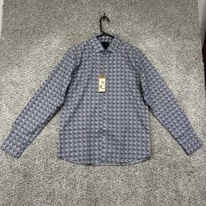 Stitch Note Shirt Mens Medium AOP Floral Geometric Button Up Egyptian Cotton New